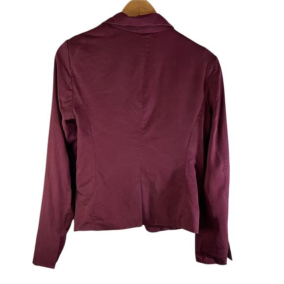 LOFT Women's Open Front Blazer Jacket Burgundy Size Small Career Office Siren - Picture 2 of 7